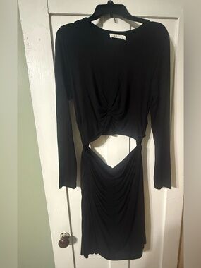 A.L.C. Black Cutout Ruched Dress L